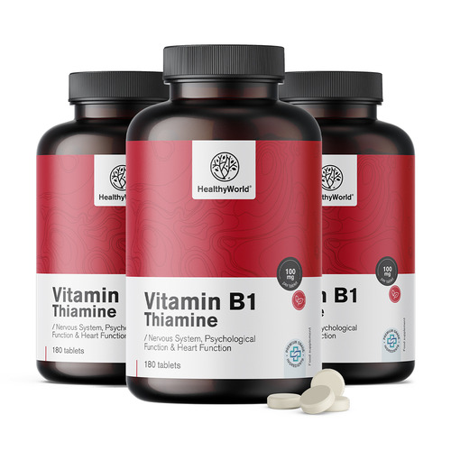 3x Vitamina B1 – tiamina 100 mg, total de 540 comprimidos