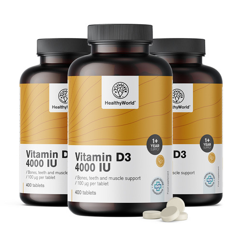 3x Vitamina D3 4000 UI, total de 1200 comprimidos