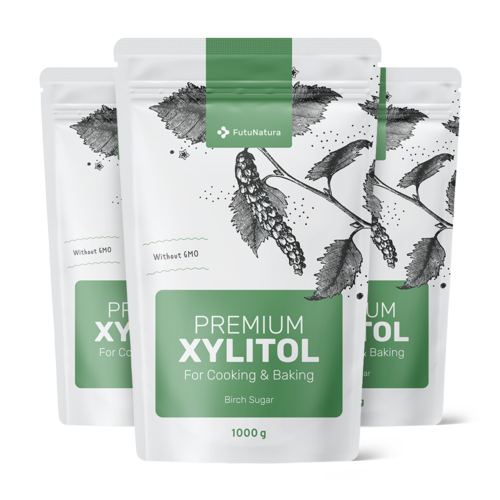 3x Xilitol – açúcar de bétula, total de 3000 g