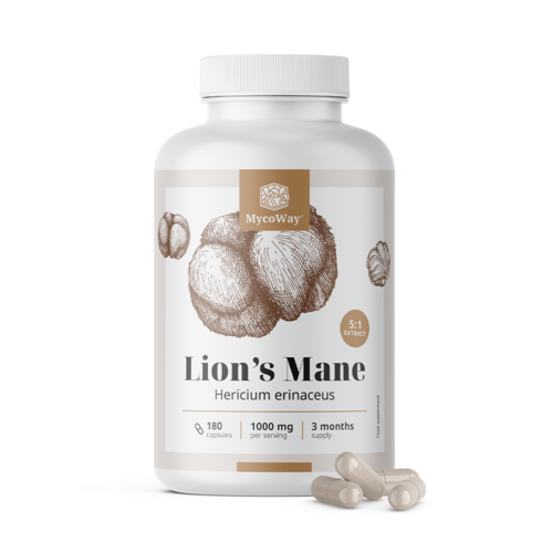 Cogumelo juba de leão 1000 mg – extrato 5:1, 180 cápsulas