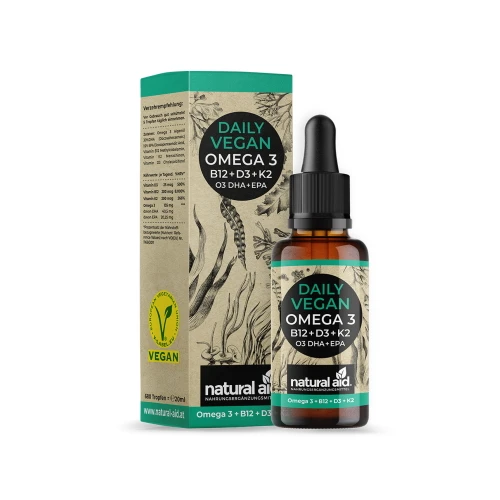 Gotas veganas Omega 3 + B12 + D3 + K2