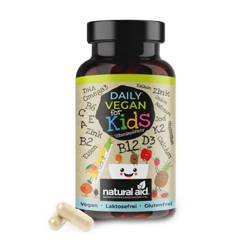 Vitaminas e minerais veganos para crianças.