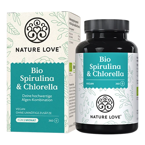 Comprimidos de espirulina e chlorellla