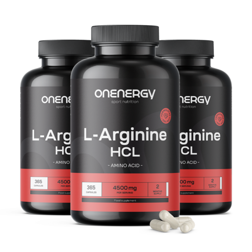 3x L-arginina HCL 4500 mg, total de 1095 cápsulas