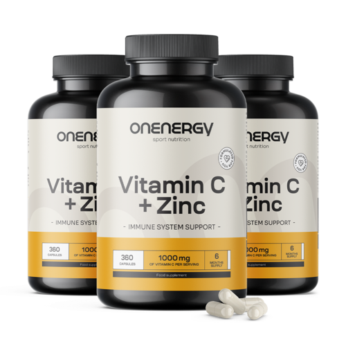 3x Vitamina C + zinco, total de 1080 cápsulas