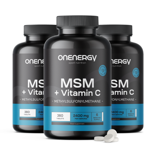 3x MSM 2400 mg – com vitamina C, total de 1080 comprimidos