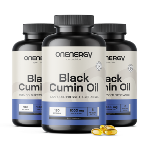 3x Óleo de cominho preto 1000 mg, total de 540 cápsulas moles