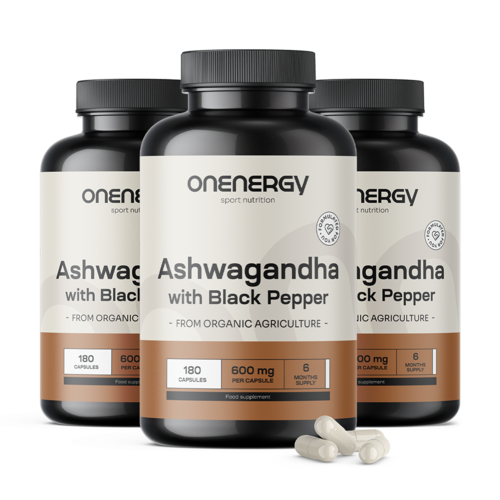 3x Ashwagandha com pimenta-preta, total de 540 cápsulas