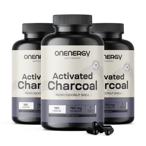 3x Carvão ativado 780 mg – de cascas de coco, total de 540 cápsulas