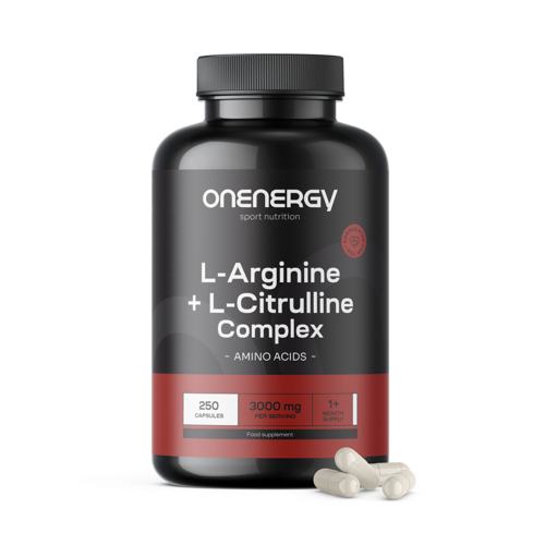 Complexo de L-arginina + L-citrulina 3000 mg, 250 cápsulas