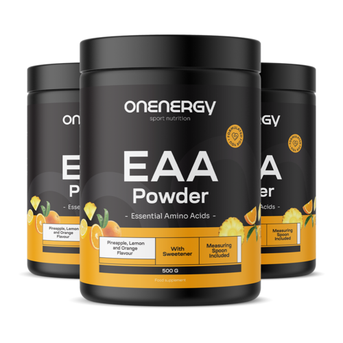 3x EAA em pó - ananás, limão, laranja, total de 1500 g