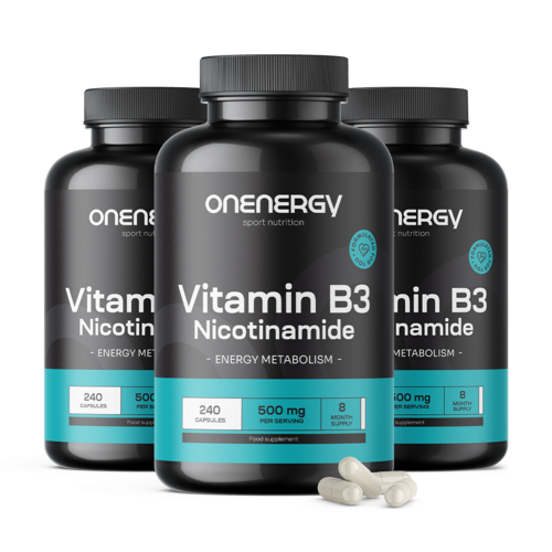 3x Vitamina B3 500 mg - nicotinamida, total de 720 cápsulas