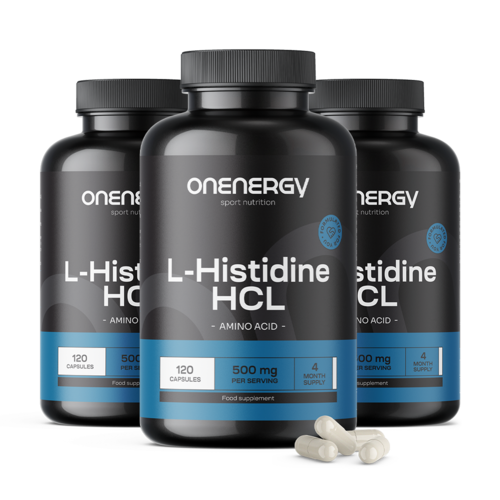 3x L-histidina HCL 500 mg, total de 360 cápsulas
