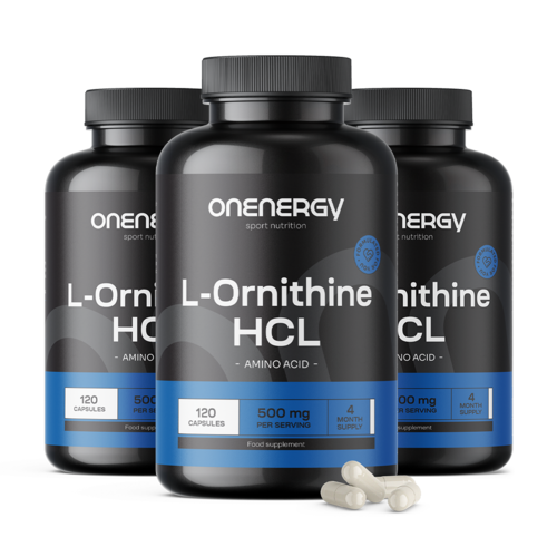 3x L-ornitin HCL 500 mg, total de 360 cápsulas