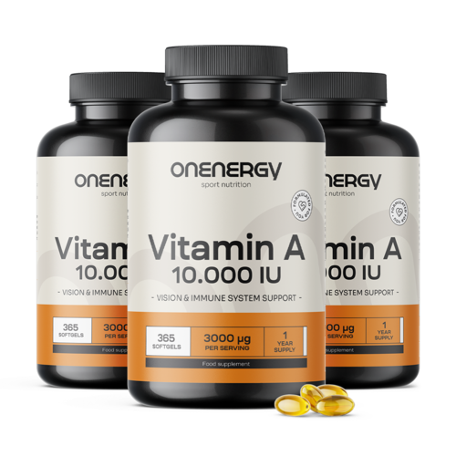 3x Vitamina A 10.000 UI, total de 1095 cápsulas moles
