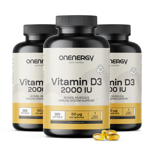 3x Vitamina D3 2000 UI, total de 1095 cápsulas moles