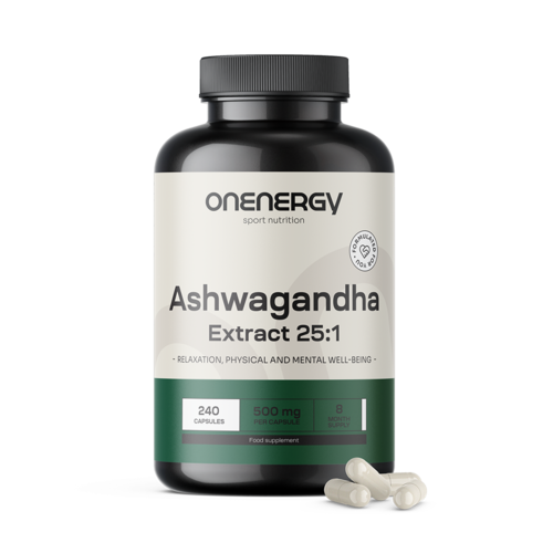 Ashwagandha 500 mg – extrato 25:1, 240 cápsulas