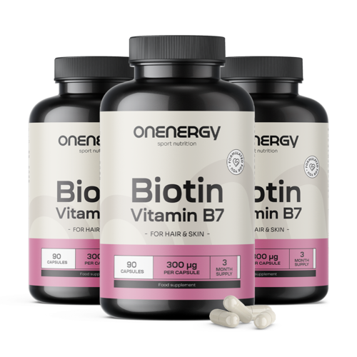 3x Biotina – vitamina B7, total de 270 cápsulas