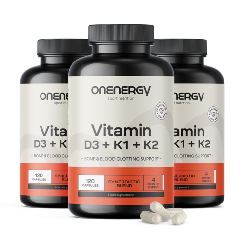 3x Vitamina D3 + K1 + K2, total de 360 cápsulas