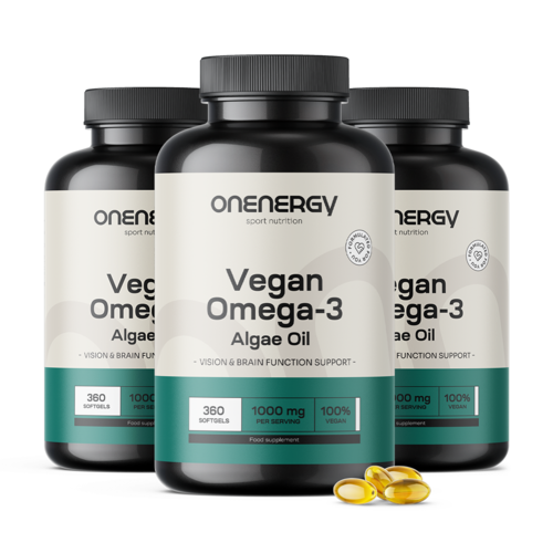 3x Ómega 3 vegan proveniente de algas 1000 mg, total de 1080 cápsulas moles