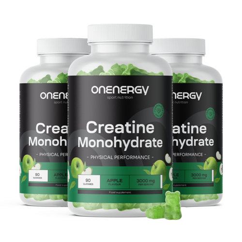 3x Monohidrato de creatina 3000 mg – maçã, total de 270 gomas