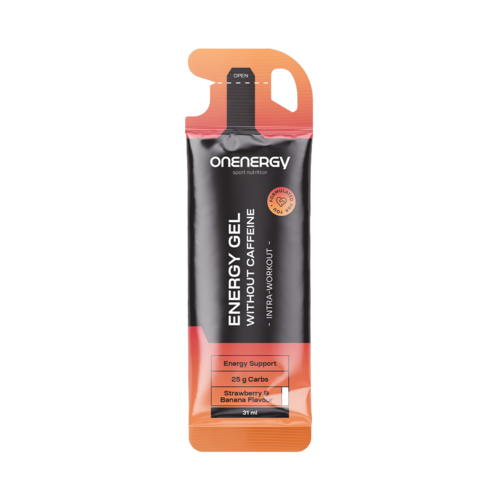 Gel energético sem cafeína – morango e banana, 31 ml