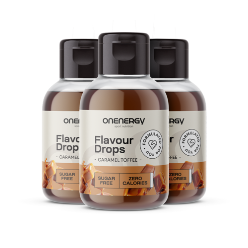 3x Flavour Drops gotas – caramelo toffee com adoçante, total de 150 ml