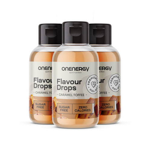 3x Flavour Drops gotas – caramelo toffee com adoçante, total de 150 ml