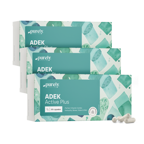3x Vitaminas ADEK Active Plus, total de 180 cápsulas