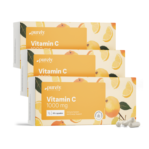 3x Vitamina C 1000 mg, total de 180 cápsulas