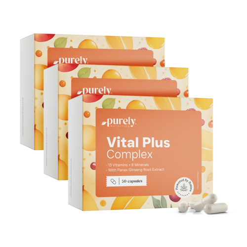 3x Vital Plus Complex - multivitaminas e minerais com ginseng, total de 90 cápsulas