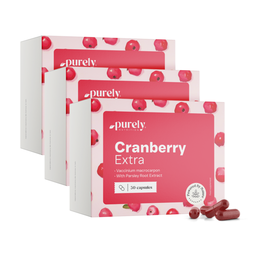 3x Cranberry Extra - extrato de arando e salsa, total de 90 cápsulas