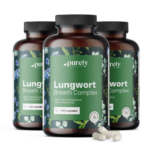 3x Lungwort Breath Complex – pulmonária com tomilho e eucalipto, total de 540 cápsulas