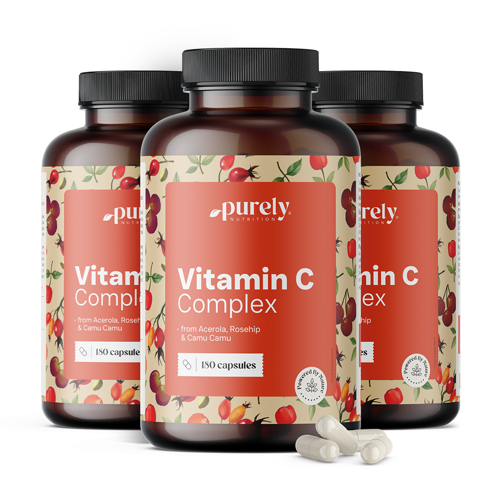 3x Complexo de vitamina C - de acerola, rosa mosqueta e camu camu Vitamin C kompleks