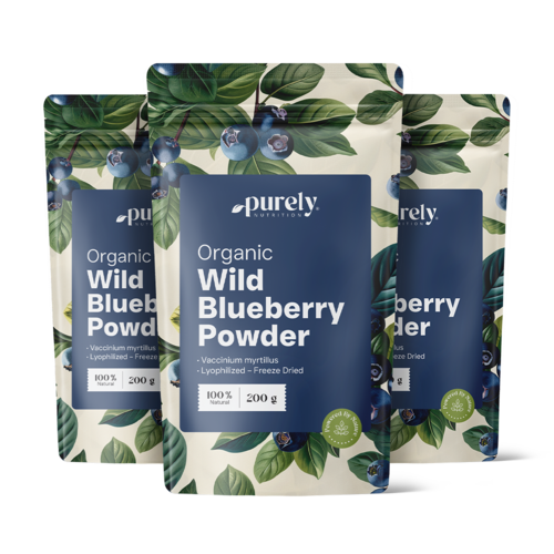 3x BIO Mirtilos Silvestres em Pó, total de 600 g