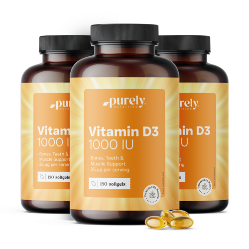 3x Vitamina D3 1000 UI, total de 540 cápsulas moles