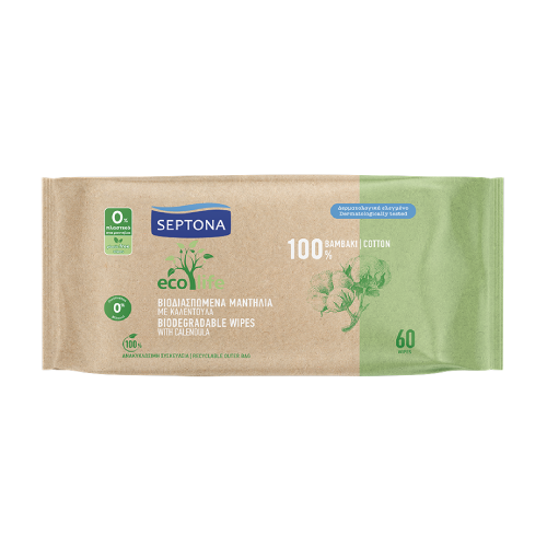 Lenços umedecidos para bebês Ecolife – Biodegradáveis, 60 lenços