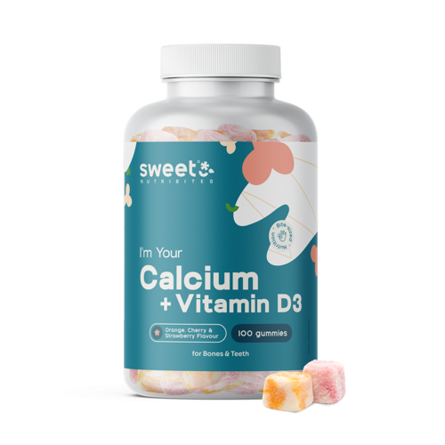 Cálcio + vitamina D3, 100 gomas