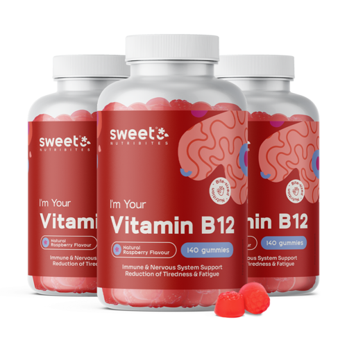 3x Vitamina B12 500 µg, total de 420 gomas